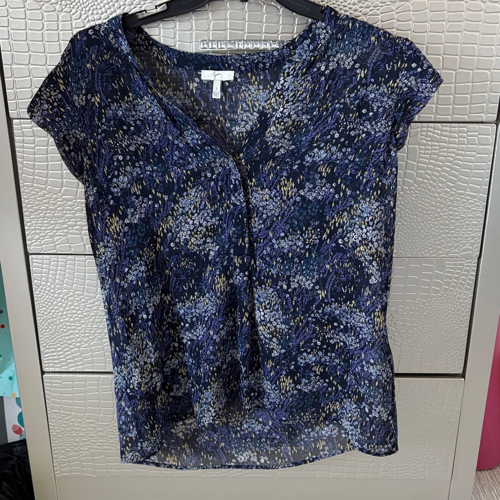 Joie Blue and White Patterned Blouse